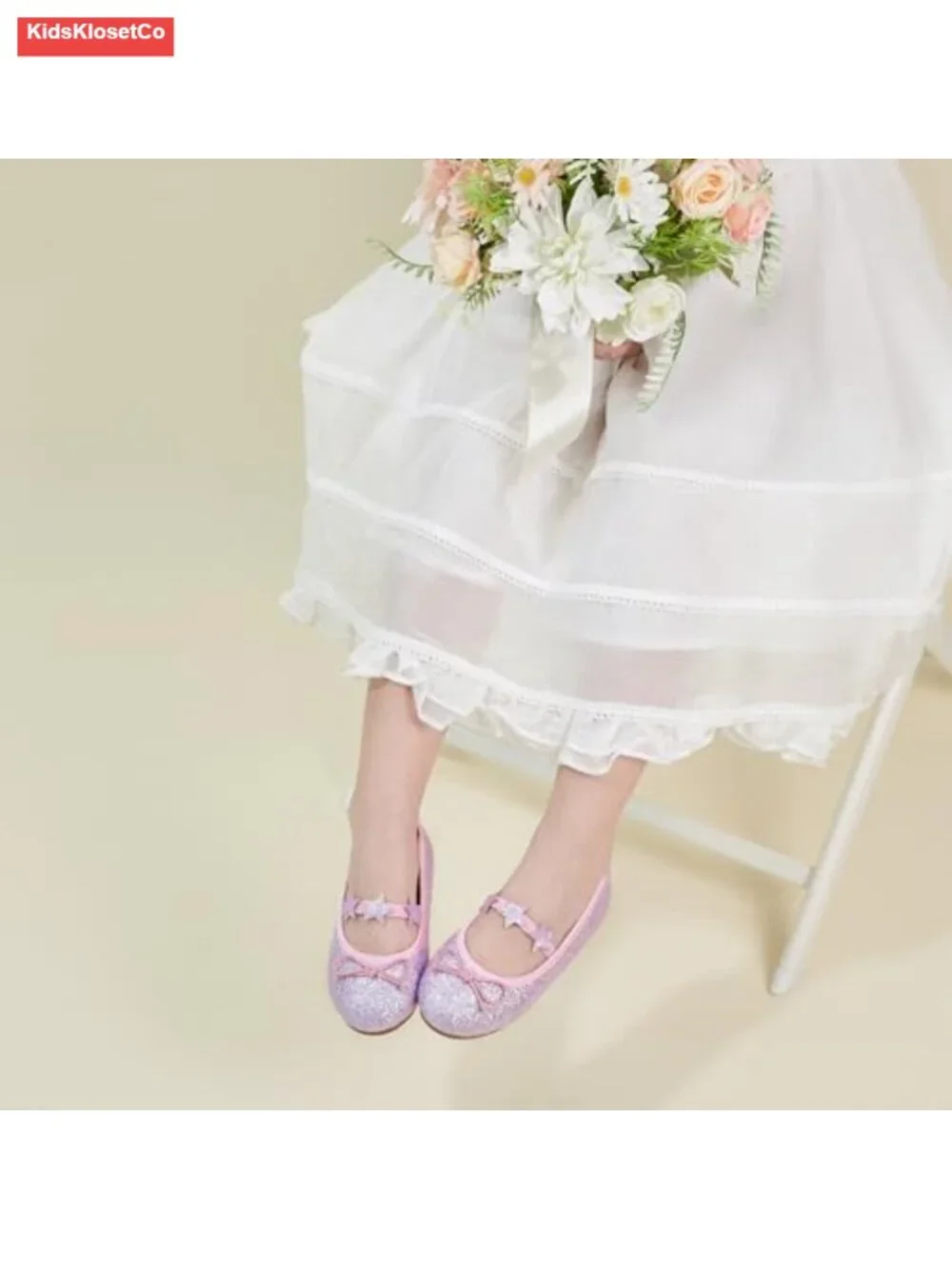 Toddler Girls Mary Jane Flats | Glitter, Soft Lining, Non-Slip Sole, School